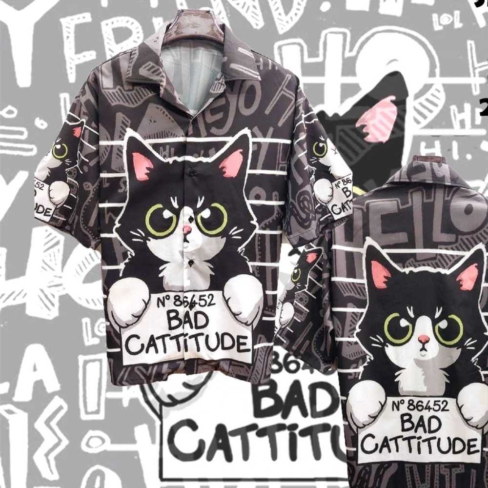 Bad Cattitude Trendy Polo Shirt
